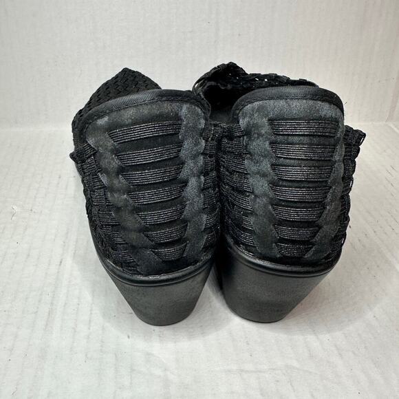 Steven Size 10 Slip On Round Toe Textile Wedge Heel Caspar Mary Jane Flat Black - Picture 6 of 11